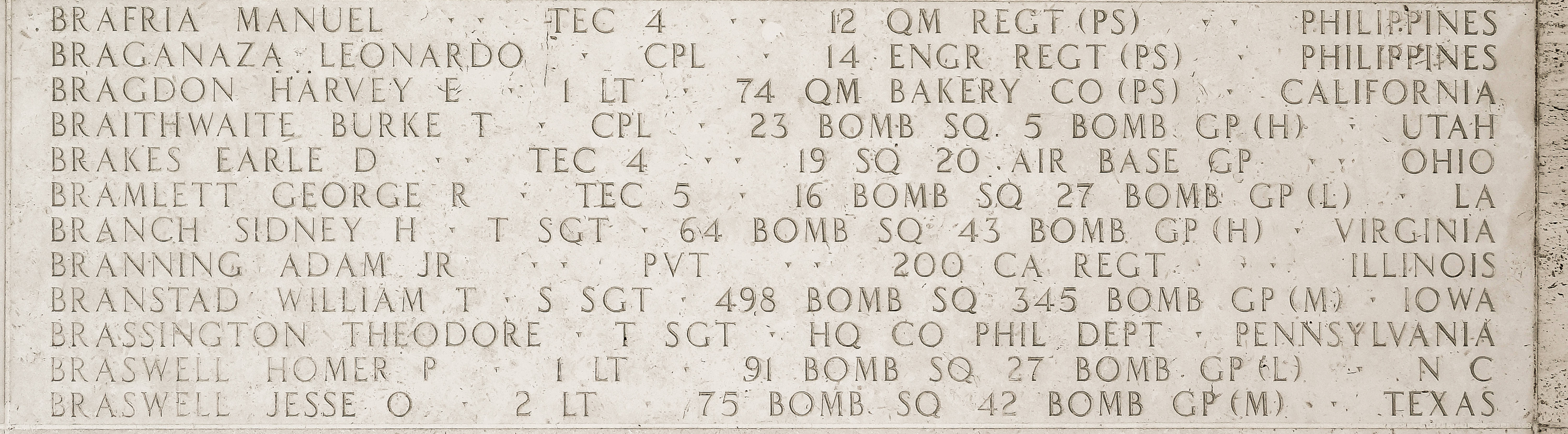 Homer P. Braswell, First Lieutenant